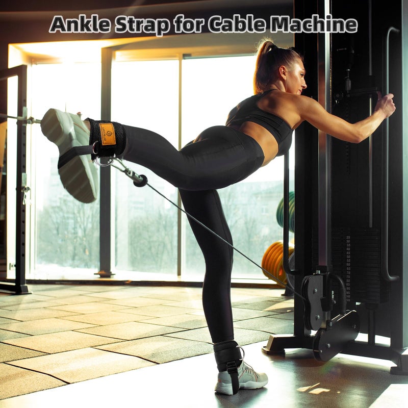 ELEAMY Ankle Straps for Dumbbells and Cable Machines  Dumbbell Feet Attachment  Tibialis Trainer  Leg Extensions for Women and Men (Black 2PC) - Image 2